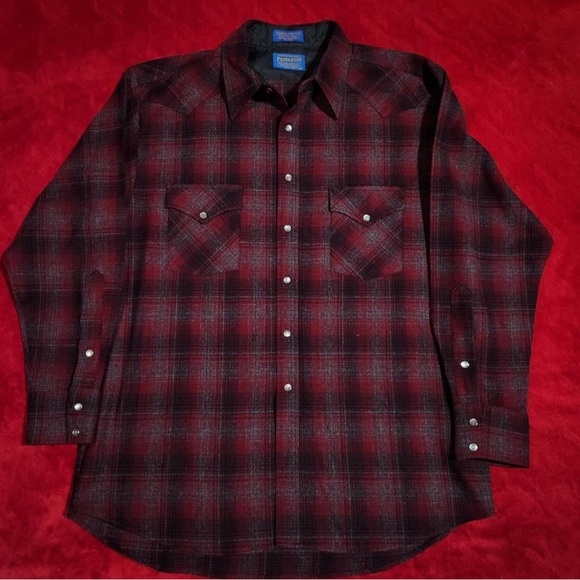 Pendleton Burgundy Plaid Men's Shirt - www.hezarfen3dmarket.com